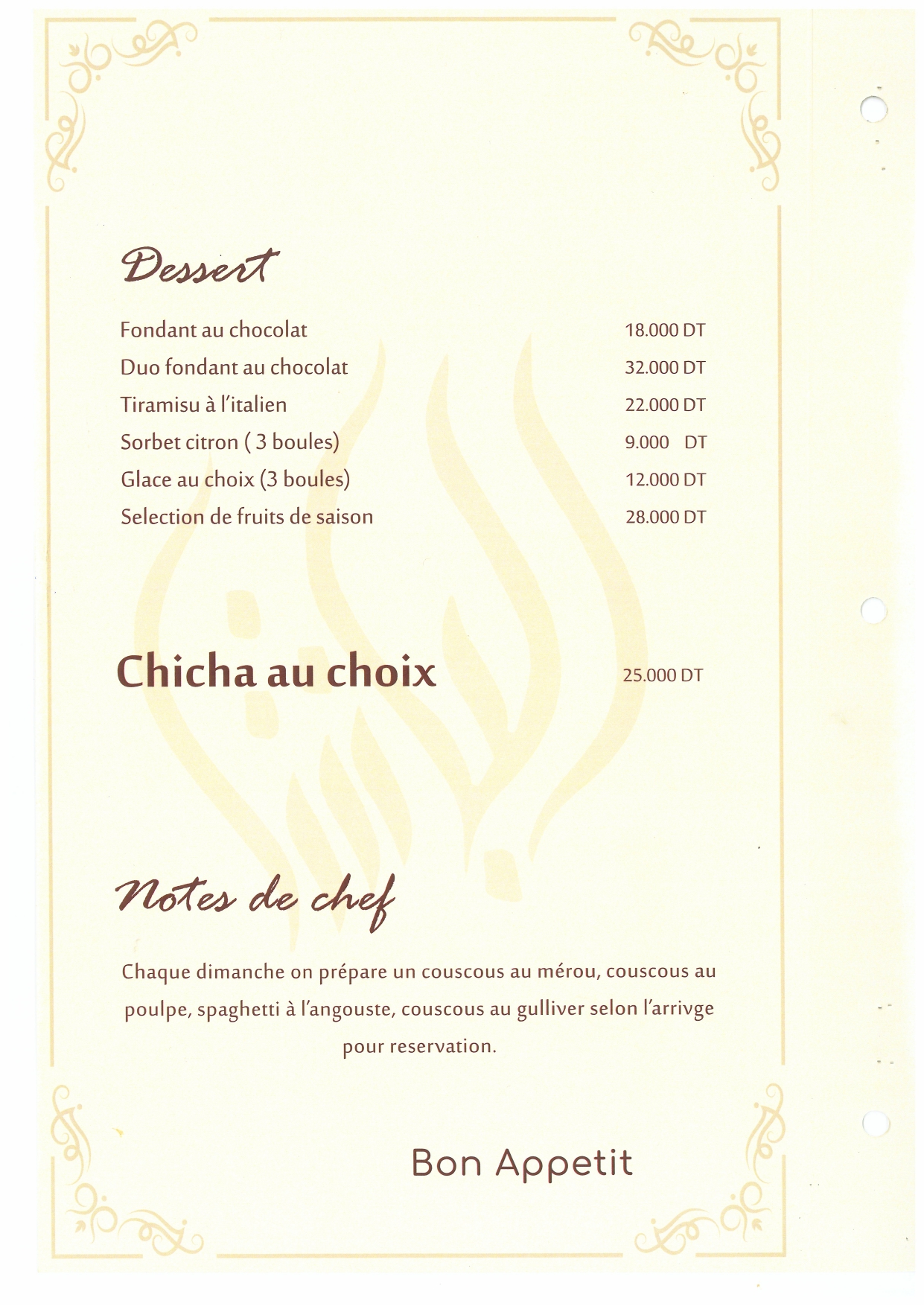 French Menu Page 4